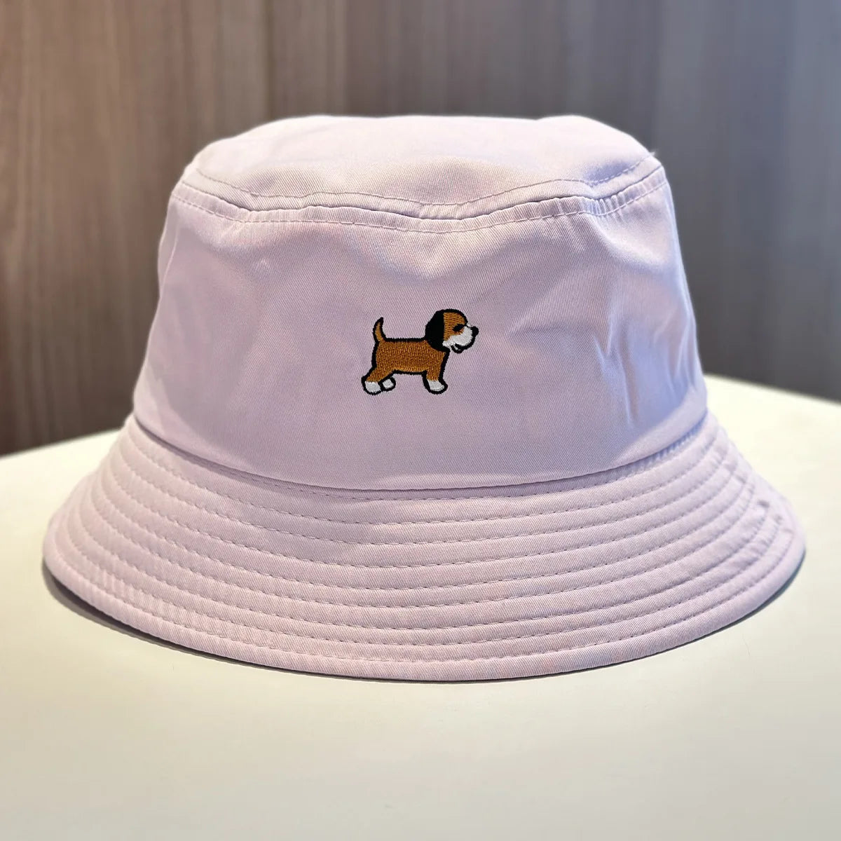 And Simple Embroidered Puppy Fisherman Hats Bucket Hat