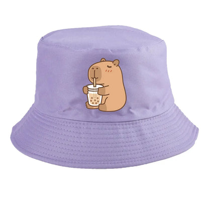 Summer Spring Ladies Cotton Korean Casual Outdoor Sunprotection Capybara Bucket Hat For Men Women