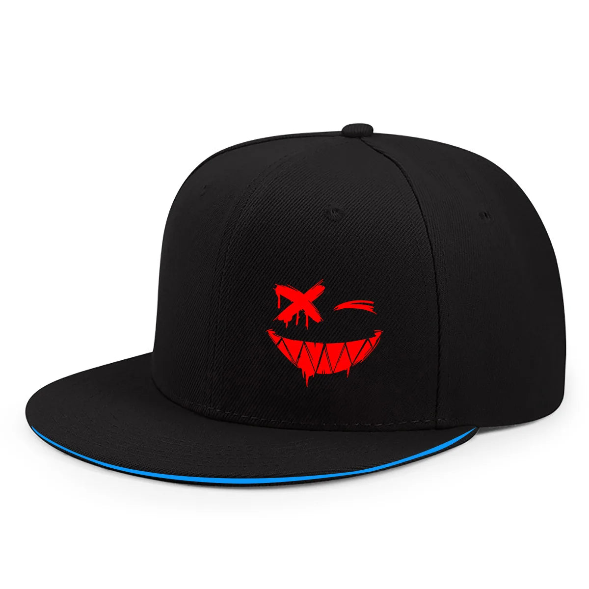 Red XX Smiling Face Print Snapback Caps Men And Women