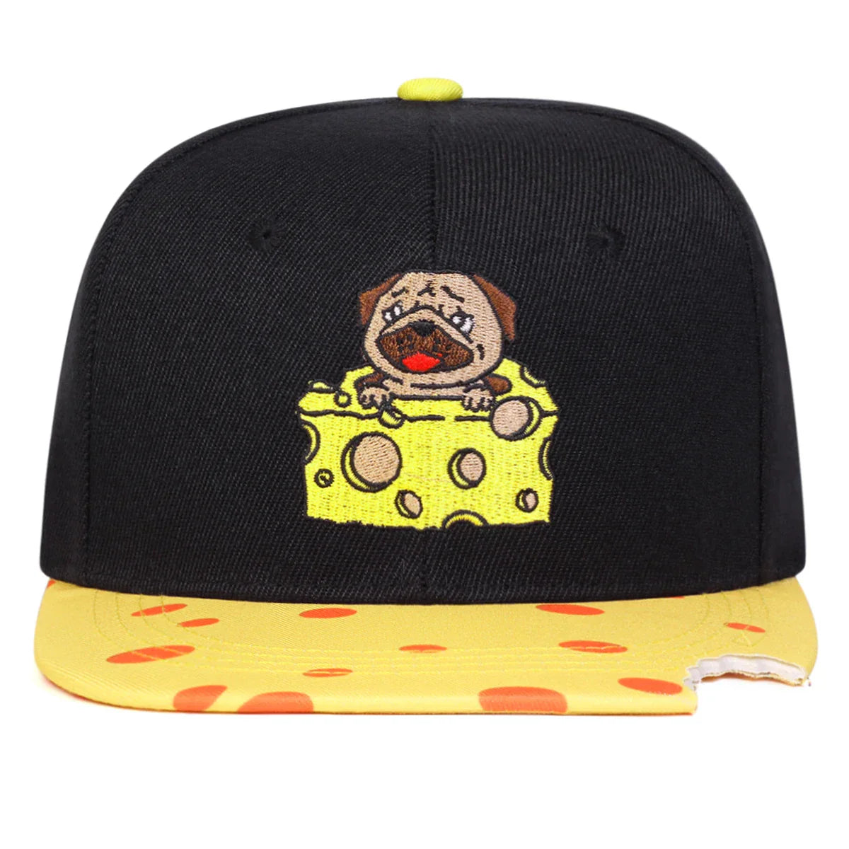 Unisex Cheese Pug Embroidery Hip-hop Hats
