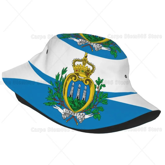 San Marino Flag Fisherman Cap Hip Hop Summer Unisex Bucket Hat