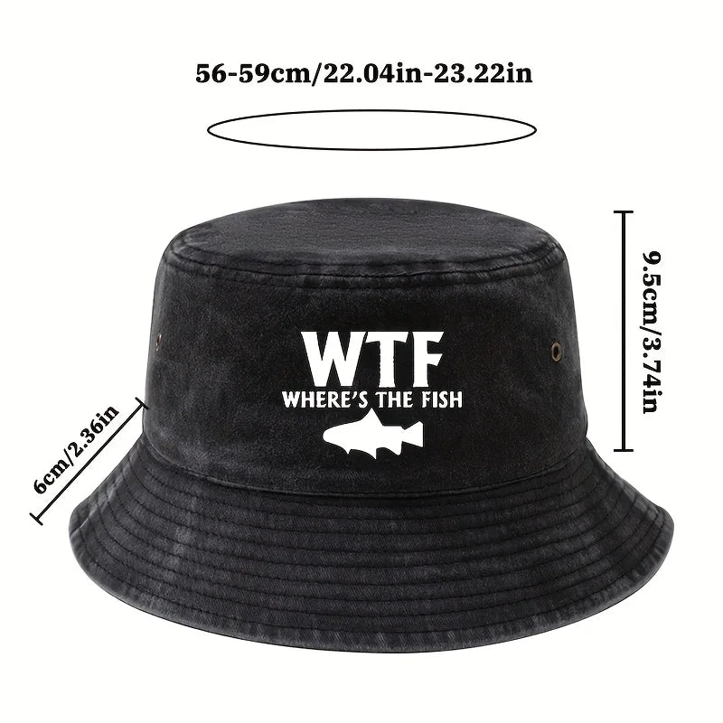 WHERE'S THE FISH Print Bucket Hat.