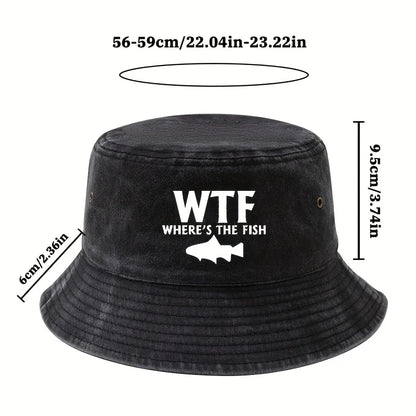 WHERE'S THE FISH Print Bucket Hat.