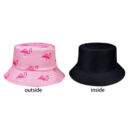 Cartoon Flamingo Print Bucket Hat Lightweight Design Foldable Sun Hat