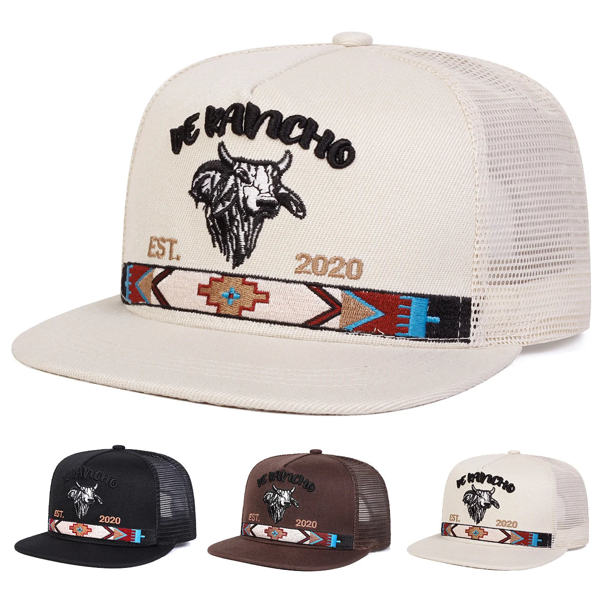 Unisex Bullhead Letter Embroidery Hip Hop Net Hats