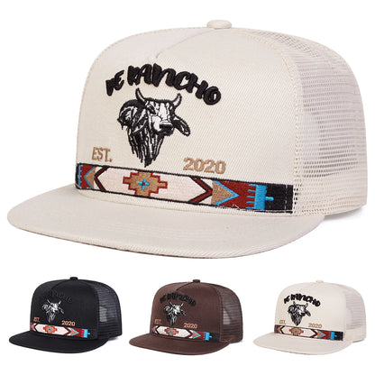 Unisex Bullhead Letter Embroidery Hip Hop Net Hats