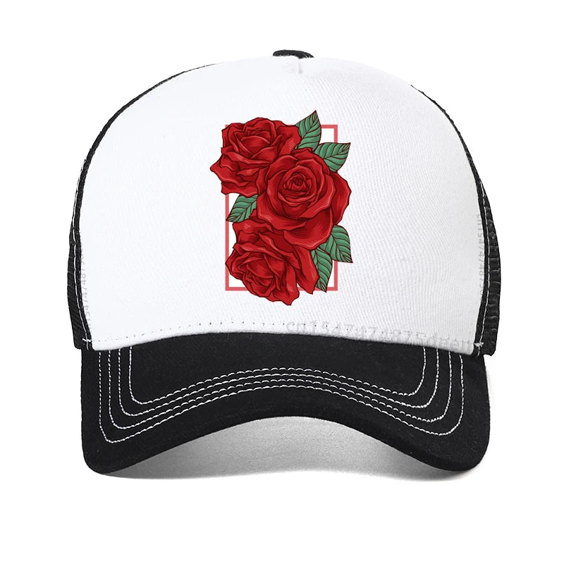 Unisex Rose Printing Baseball Cap For Men Women
