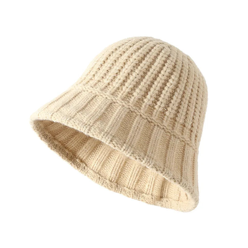 Knitted Bucket Hat Women Winter Autumn Wide brimmed Fisherman Cap