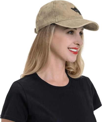 Funny Black Cat Peeking Baseball Caps For Women Man