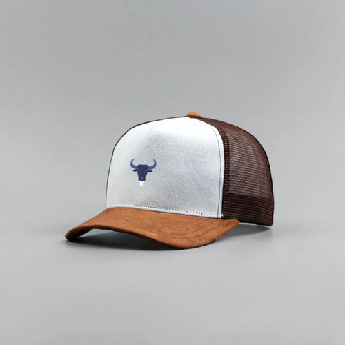 Blue Bull Head Print Unisex Mesh Suede Baseball Hat