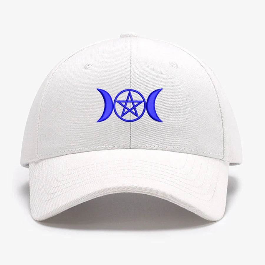 Triple Moon Pentacle Embroidery Structured Baseball Caps