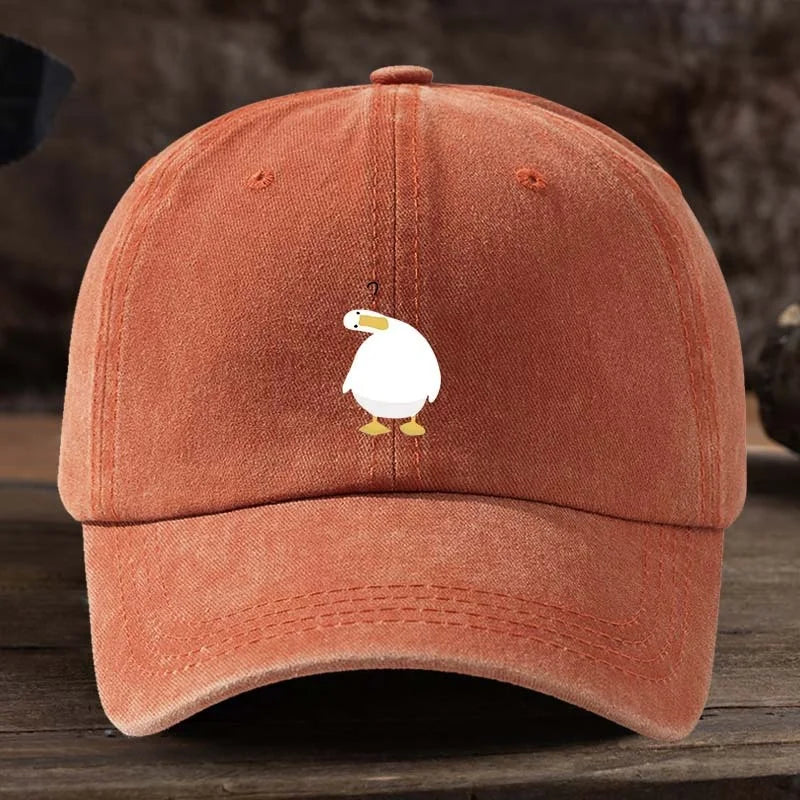Cute Duck Print Baseball Cap With Adjustable Snap Button