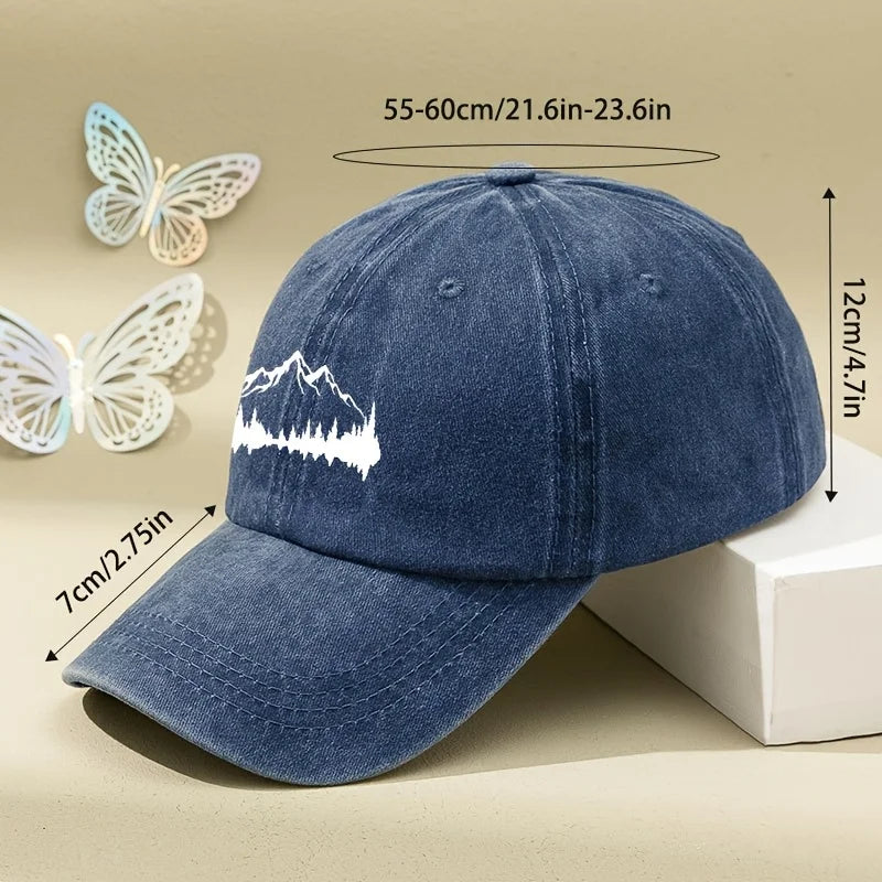 Adjustable Buckle Baseball Cap With Forest Print