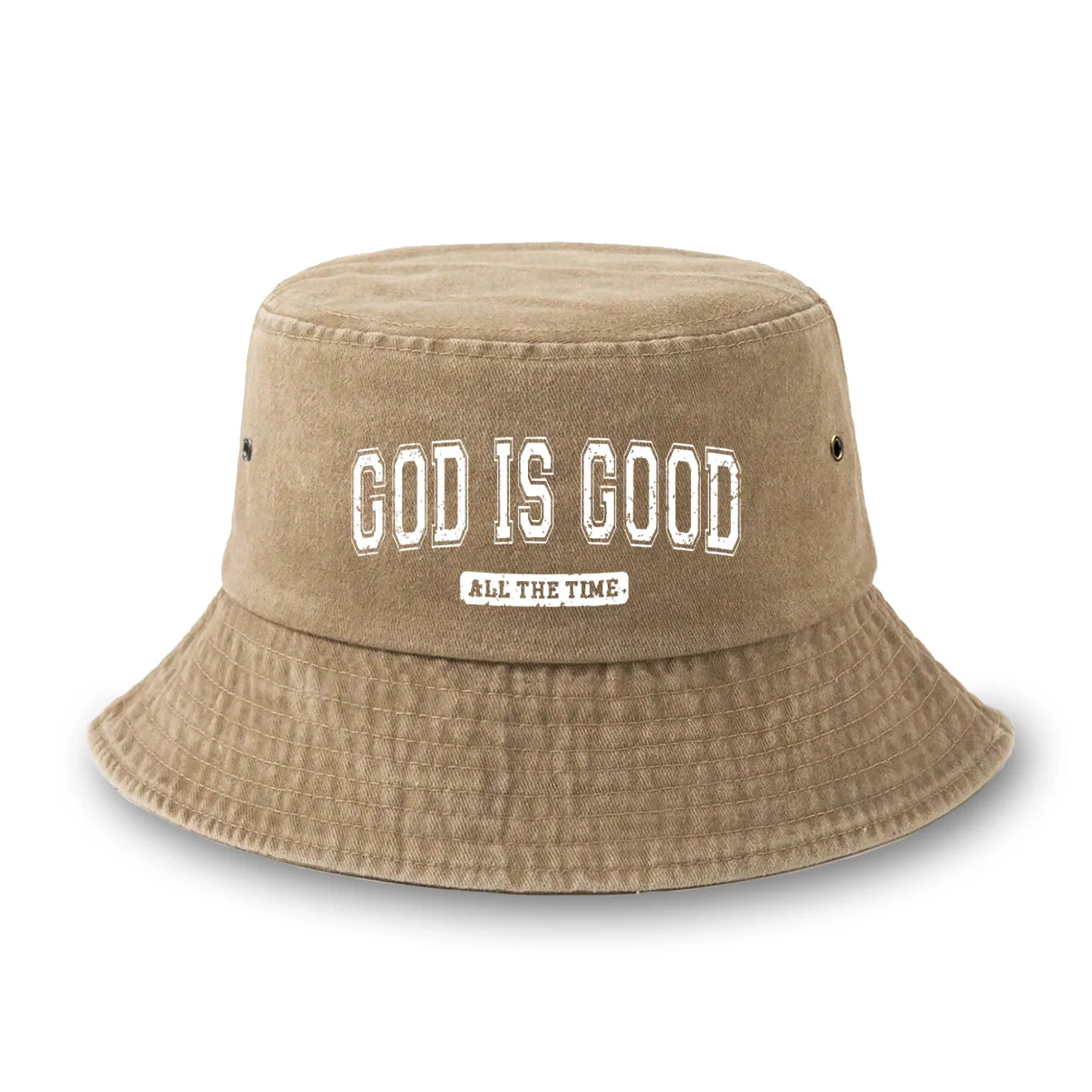 Reversible God Is Good Printed Washed Fisherman Hat Bucket Hat