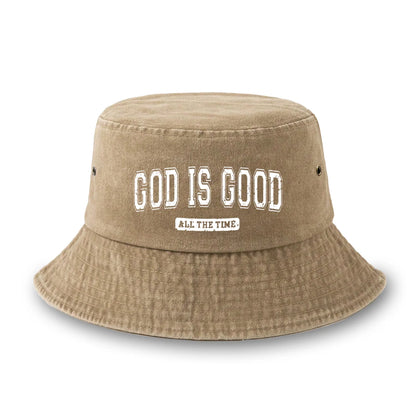 Reversible God Is Good Printed Washed Fisherman Hat Bucket Hat