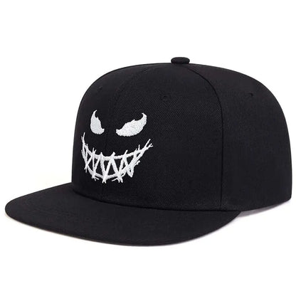 Unisex Personality Ghost Expression Embroidery Hip-hop Hats Snapback Caps
