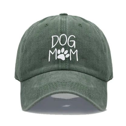 Vintage Washed Cotton DoG MOM Embroidery Baseball Cap For Men Women