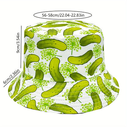 Unisex Reversible Cucumber Print Pattern Bucket Hat