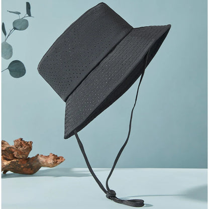 Summer Sun Hat Men Women Quick-drying Mesh Panama Cap Outdoor Flat Top Bucket Hat