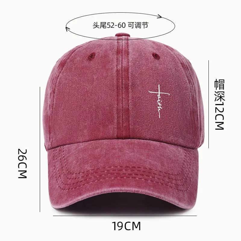 Retro Washed Water-Resistant Universal Cross-Print Baseball Cap