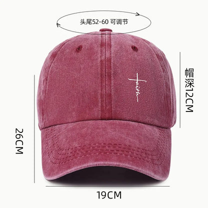 Retro Washed Water-Resistant Universal Cross-Print Baseball Cap