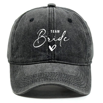 Washed Distressed Snapback Text Team Bride Printed Baseball Hat