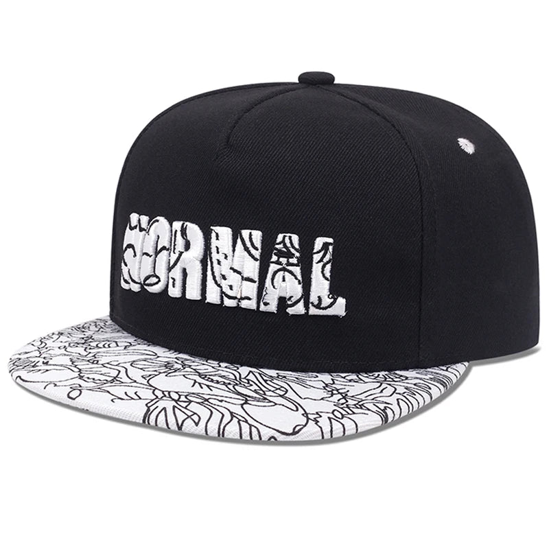 Trendy NORMAL Embroidered Pattern Flat Edge Hat Fashionable Men's Hip Hop Hat Women's Snapback Cap