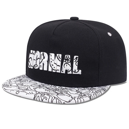 Trendy NORMAL Embroidered Pattern Flat Edge Hat Fashionable Men's Hip Hop Hat Women's Snapback Cap