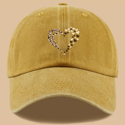 Leopard Print Heart Print Retro Casual Baseball Cap Suitable For Parties
