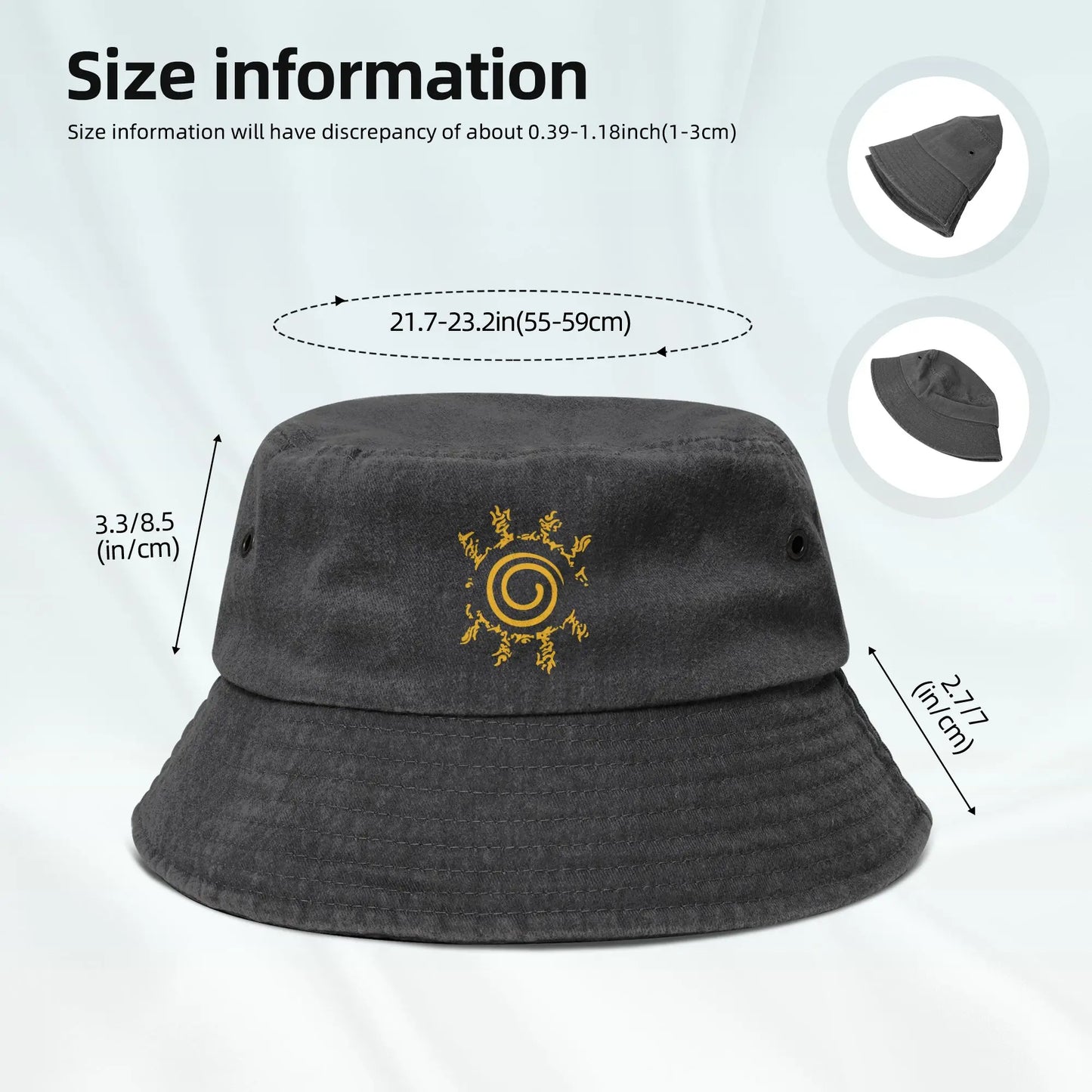 Hot Summer Headwear Naruto Ninja Way Washed Denim Bucket Hat