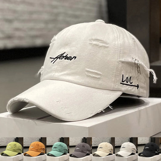 Unisex Asher Embroidery Hole Iron Ring Baseball Caps