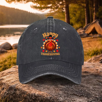 Casual Versatile Thanksgiving Turkey Pattern Washed Baseball Cap