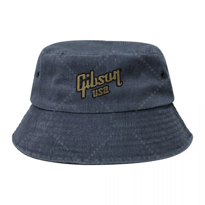 OOworld Gibson Unisex Cotton Bucket Hats Outdoor Sun Hat for Beach Travel