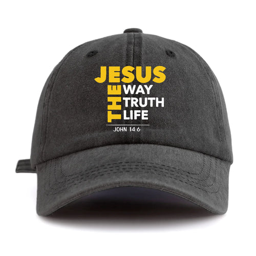 JESUS CROSS Print Washed Baseball Cap