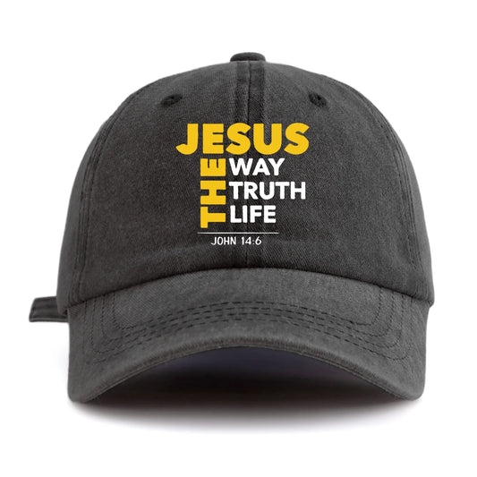 JESUS CROSS Print Washed Baseball Cap