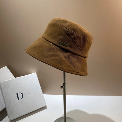 Simple Style Metal Logo Bucket Hats For Women