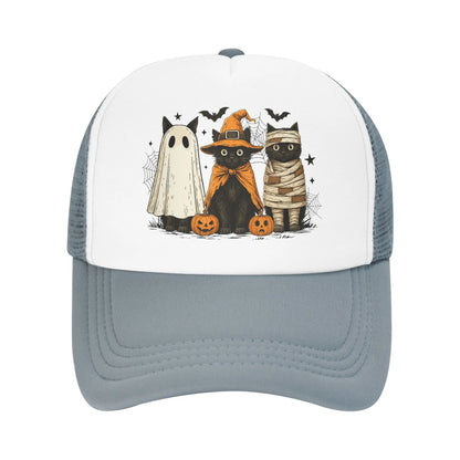 Retro Black Cat Witch Scary Halloween Pumpkin Baseball Cap