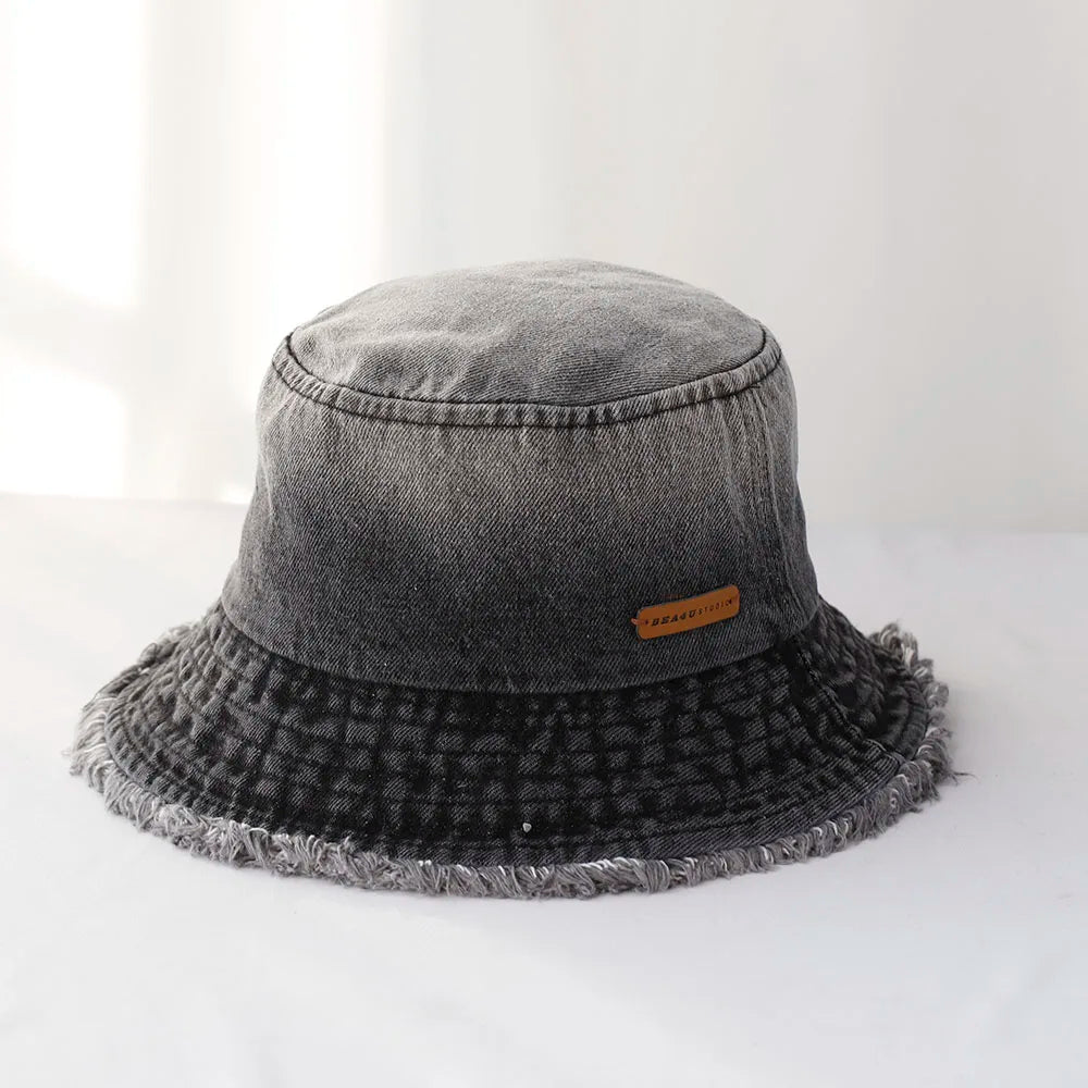 Cool Blue Cowboy Bucket Hat with String Men Denim Beach Sun Hat for Women