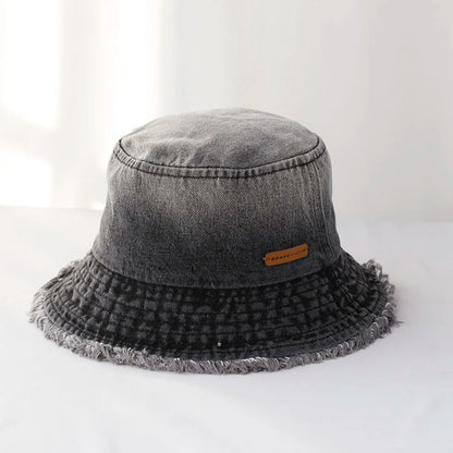 Cool Blue Cowboy Bucket Hat with String Men Denim Beach Sun Hat for Women