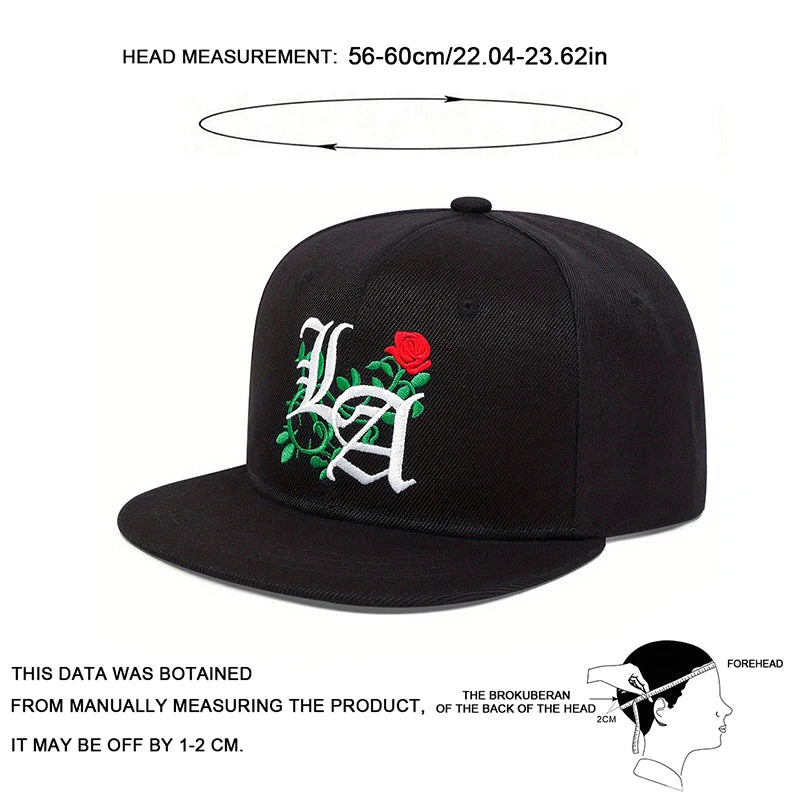 Unisex LA Rose Embroidery Hip-hop Hats Fashion