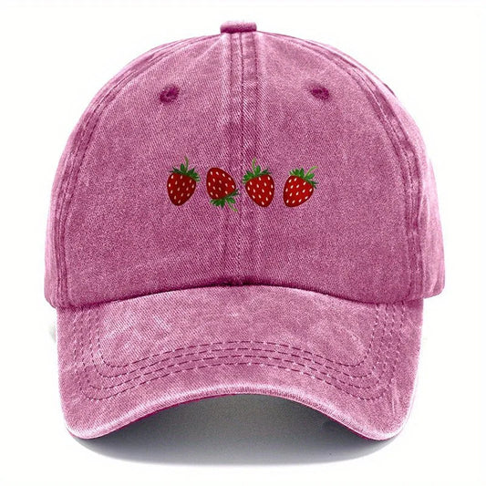 Strawberry Printed Baseball Cap, Fashionable Duckbill Cap for Both Men and Women