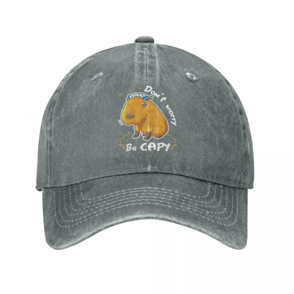 Classic Denim Capybara Don't Worry Be Capy Baseball Cap