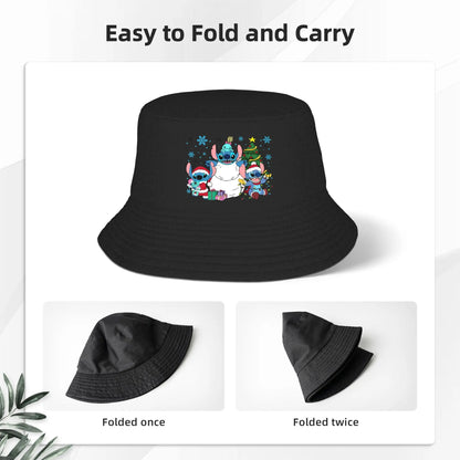 Unisex Bucket Hat Lilo And Stitch Christmas Summer Travel Headwear