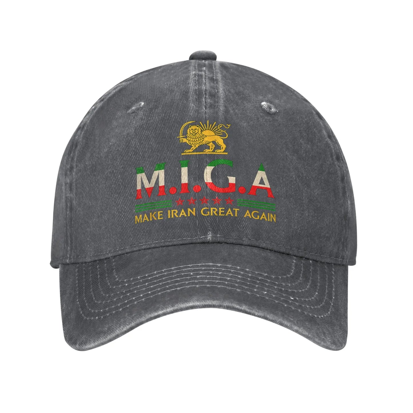 MIGA Make Iran Great Again Emblem Washed Baseball Cap