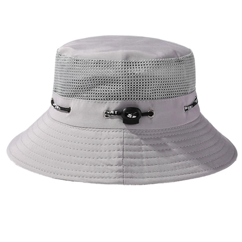 Summer Men Breathable Fisherman Bucket Hats Wide Brim Male Cap