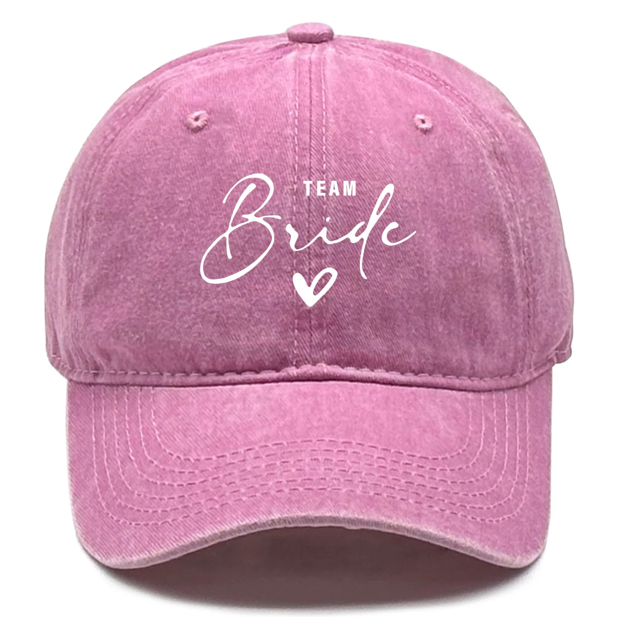Washed Distressed Snapback Text Team Bride Printed Baseball Hat