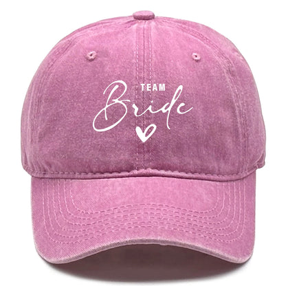 Washed Distressed Snapback Text Team Bride Printed Baseball Hat
