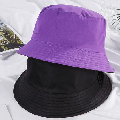Double-sided Wearing Cap Solid Color Bucket Hat Men Women