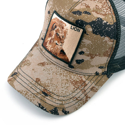 Camouflage With Embroidery Lion Patch Snapback Baseball Cap