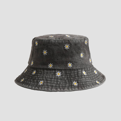 Unisex Hats Daisy Embroidery Simple Fashionable Trendy Versatile Korean Cowboy Bucket Hats